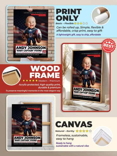 Custom Baby News Poster – Personalized Baby Captain Wall Art